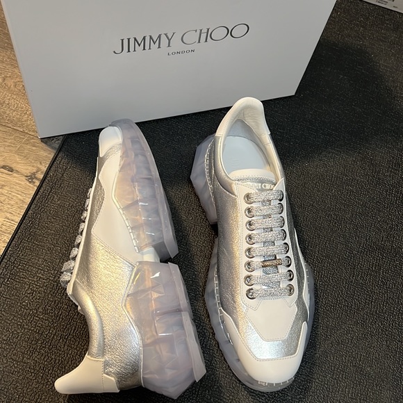 Jimmy Choo Diamond Silver White Oversized Sneakers - Picture 7 of 10